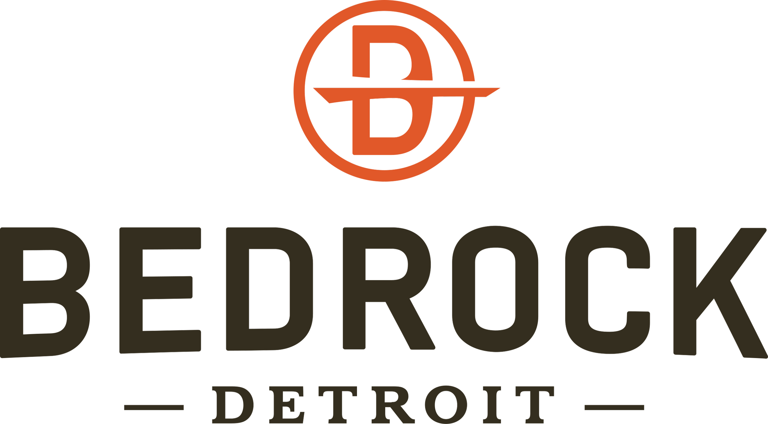Logo for Bedrock Demolition featuring a large circular emblem with the letters D and B inside, and the words 'BEDROCK' and 'DEMOLITION' below.