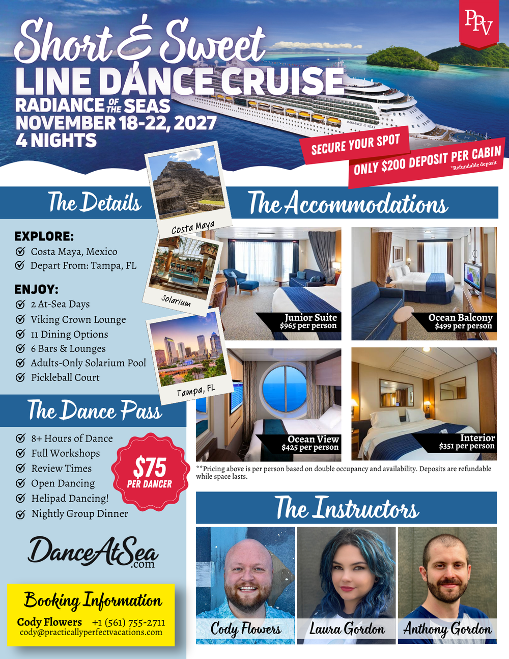 Short & Sweet cruise flyer, November 18–22, 2027. Open the cruise page for details.