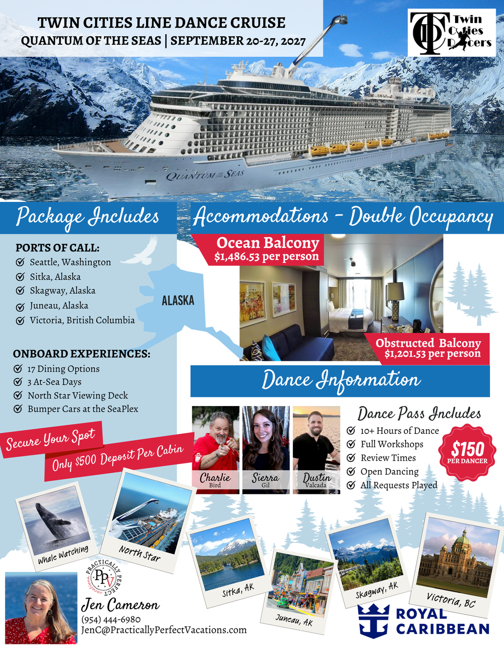 Twin Cities Line Dance Cruise cruise flyer, September 20–27, 2027. Open the cruise page for details.