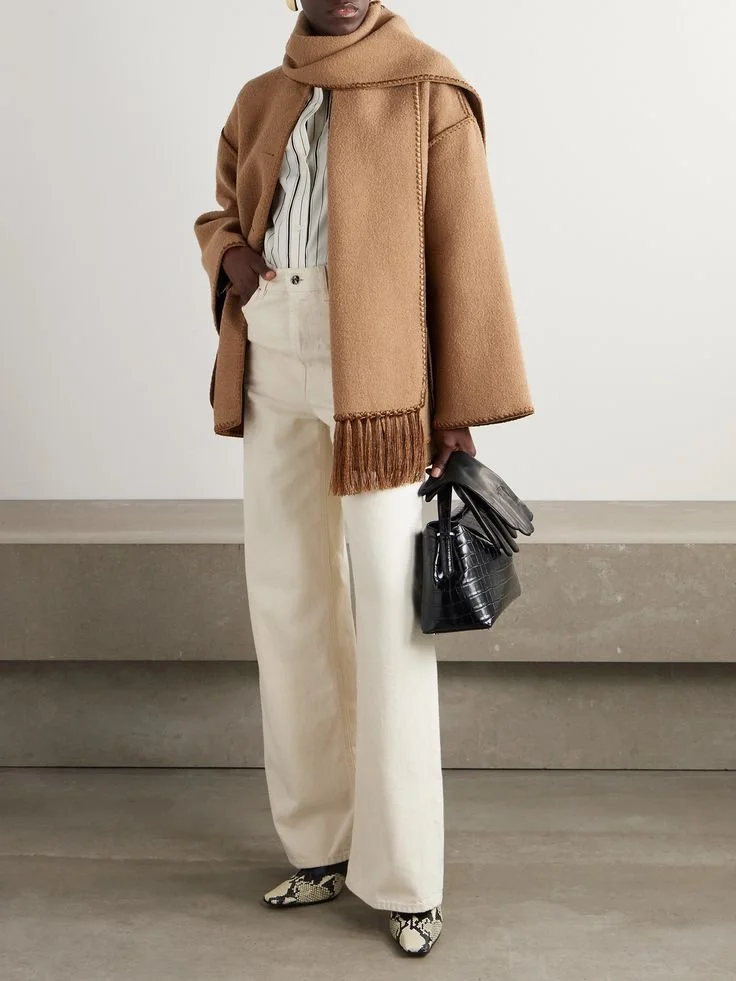 Totême Draped Fringed Wool-blend Bouclé Jacket - Brown.jpeg