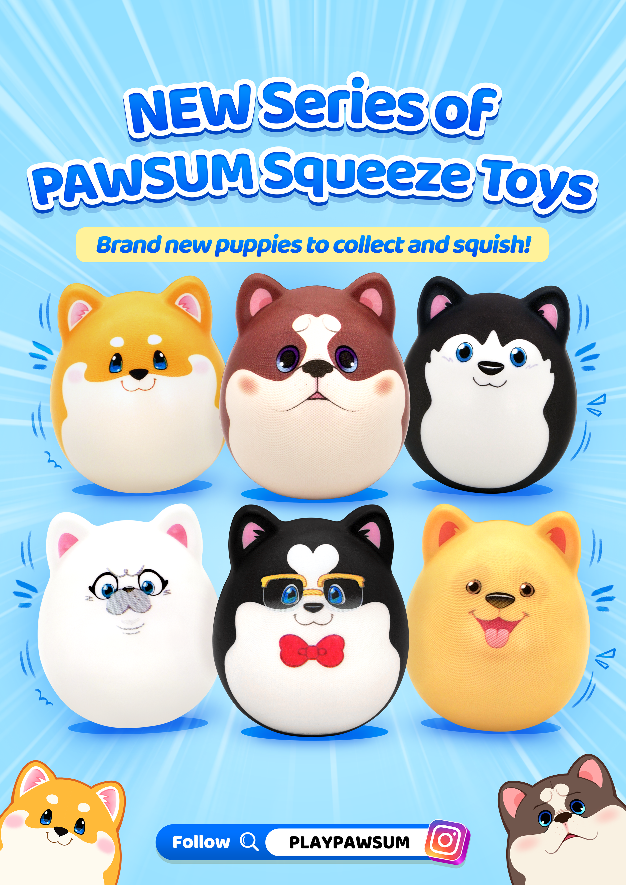SqueezeePets Toys - Dogs (6 breeds to choose from)