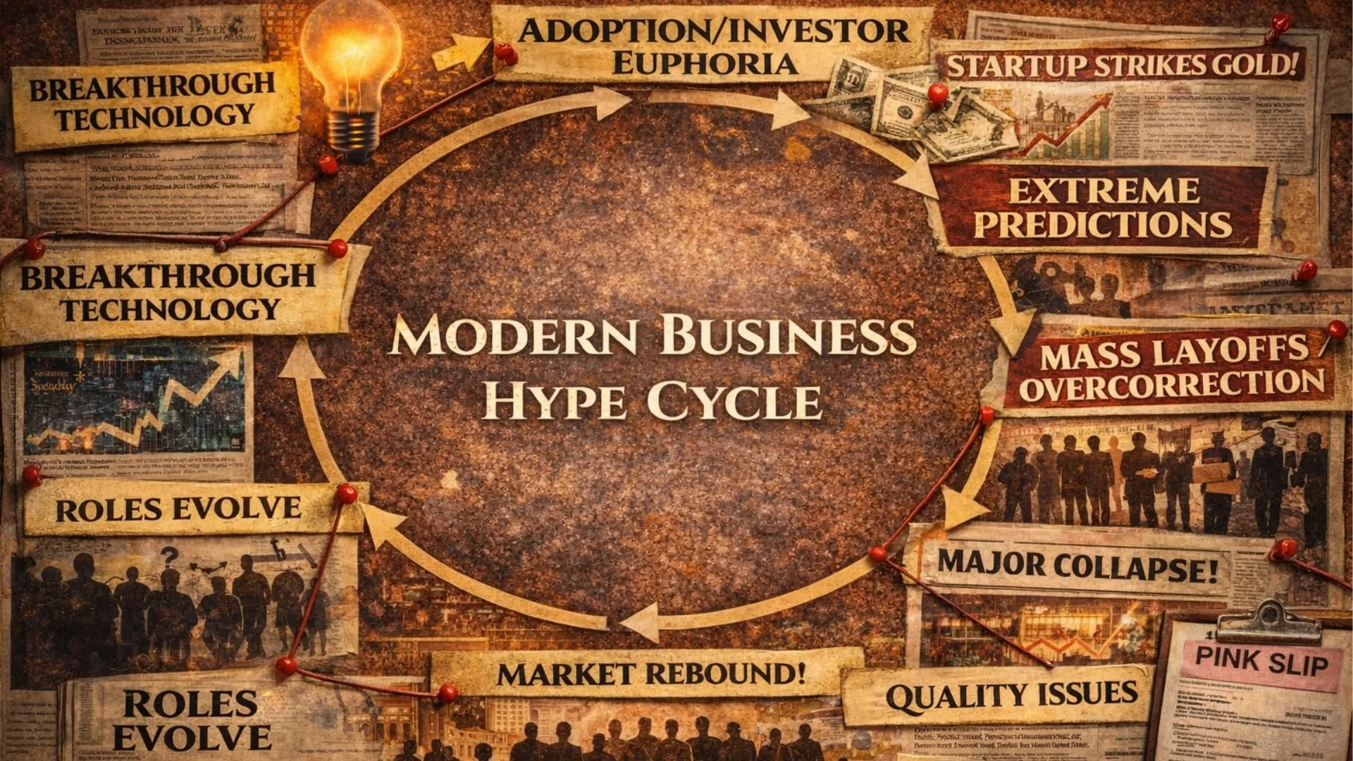 THE INNOVATION HYPE CYCLE: Companies say, “AI will fix it,” investors say, “prove it.”