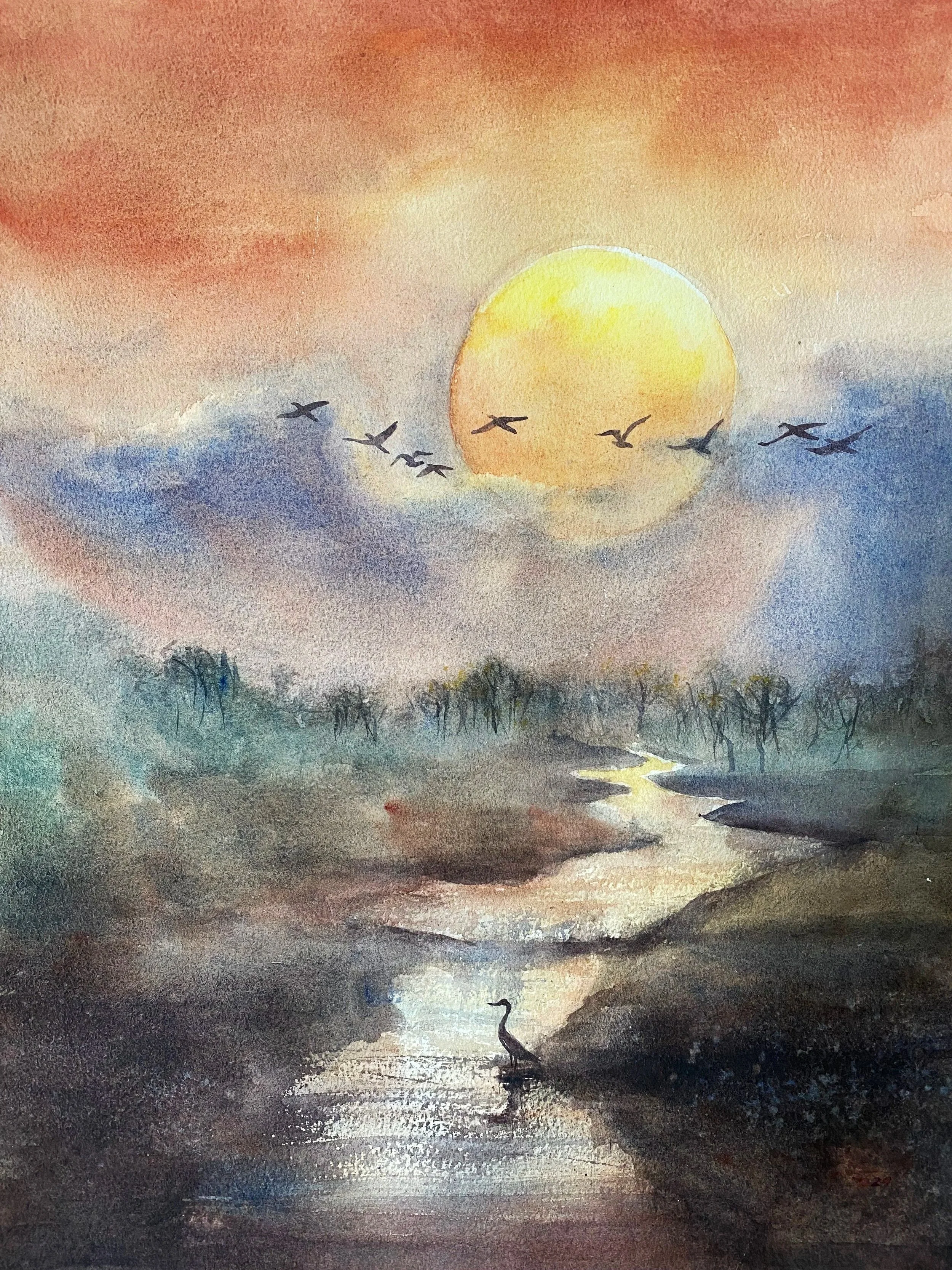 Missing home, 2024. Watercolor on paper - 16"x20"