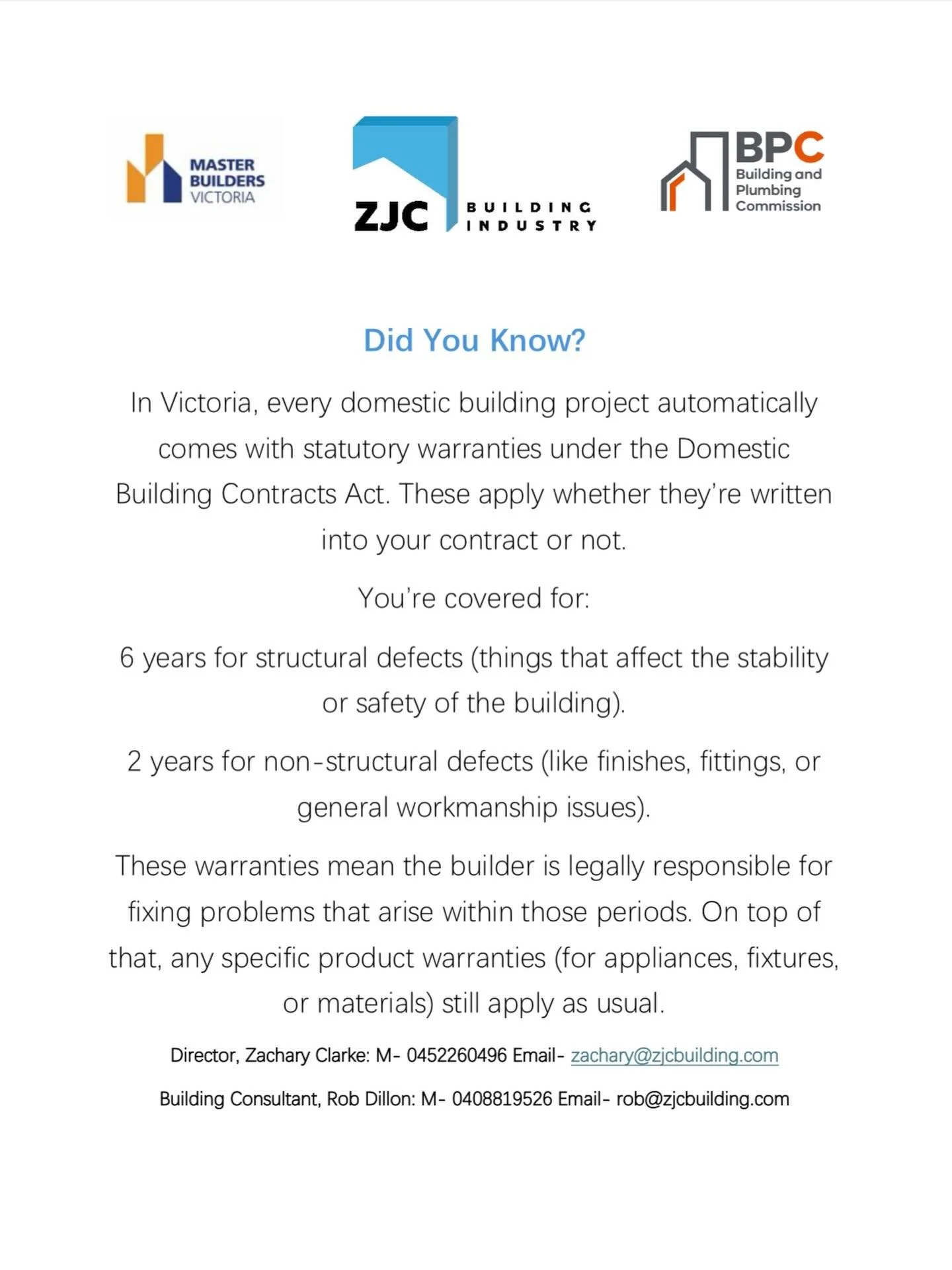 Here at ZJC we are so proud and always honour our warranties!