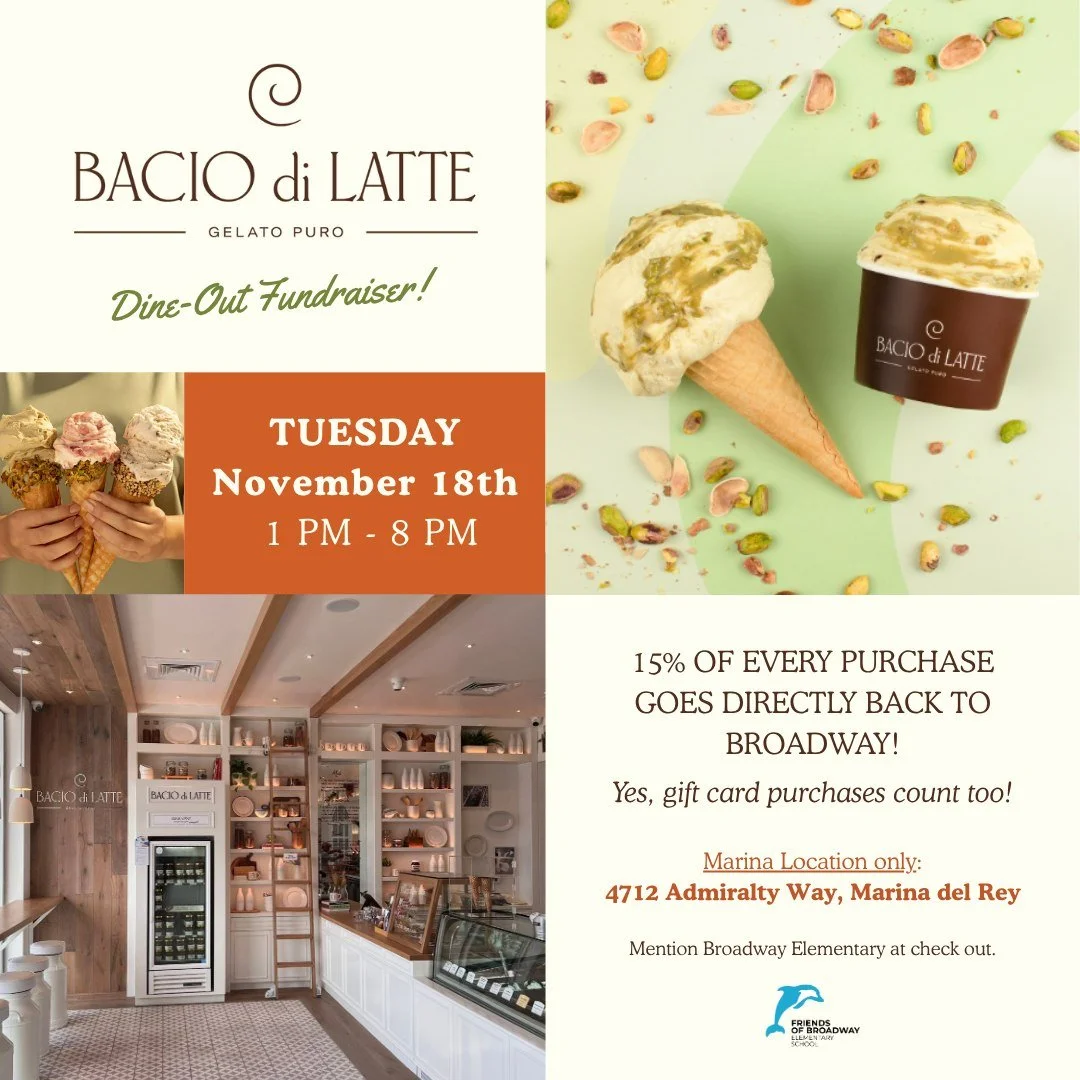 🍔🍦 Dinner + dessert = perfect combo! Tuesday November 18th! 

Grab Shake Shack at the Marina, then swing by Bacio Di Latte for ice cream &mdash; 15% goes back to Broadway! 🎉