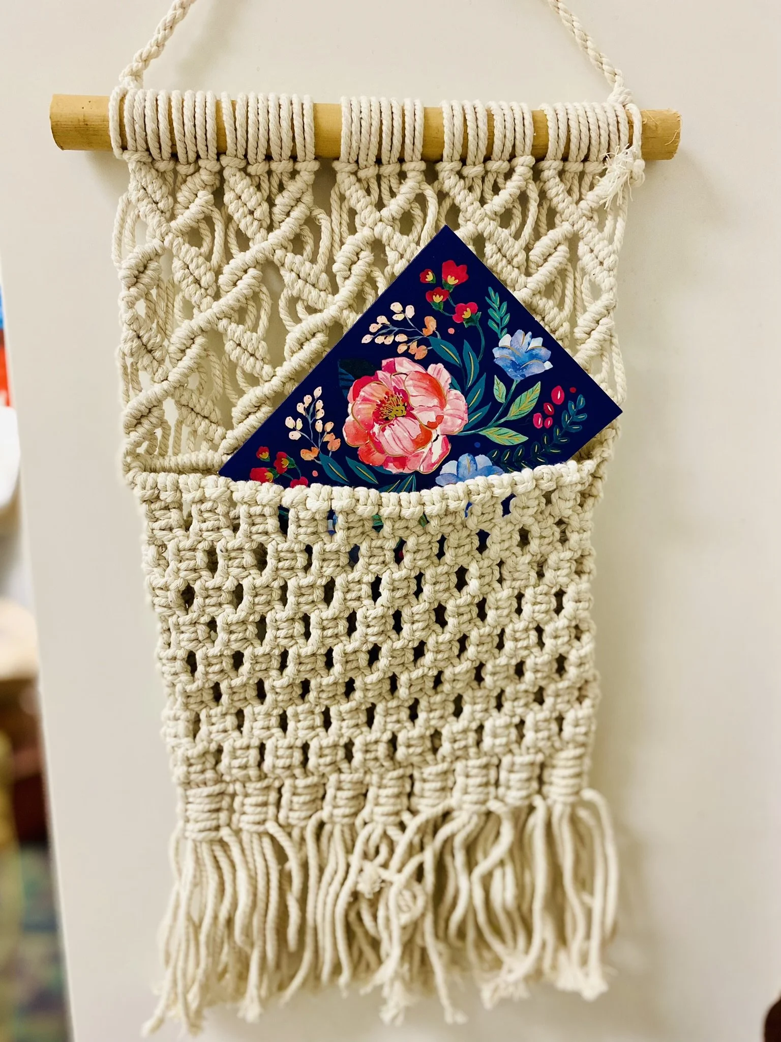 Bohemian Macrame Pouch Wall Hanging