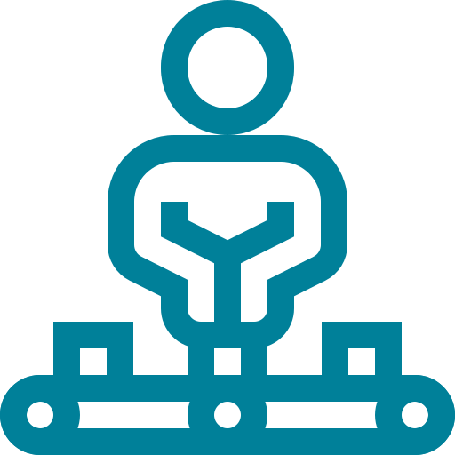 Icon of a person sitting on a bench with their hands resting on their knees, facing forward.