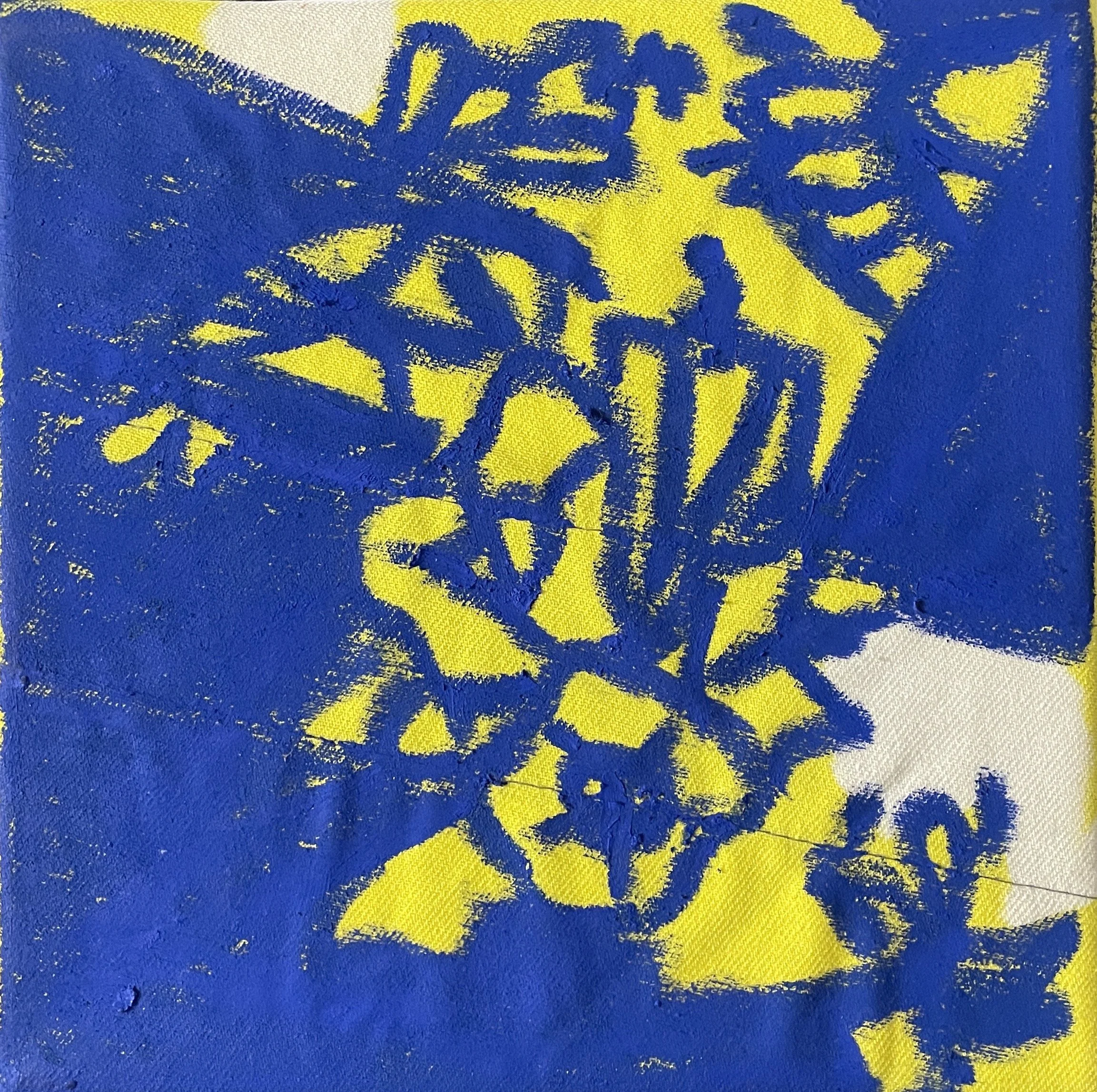 Beach Morning Glory. 2023. Oil bar on recycled high visibility workwear fabric. Image courtesy of the artist.