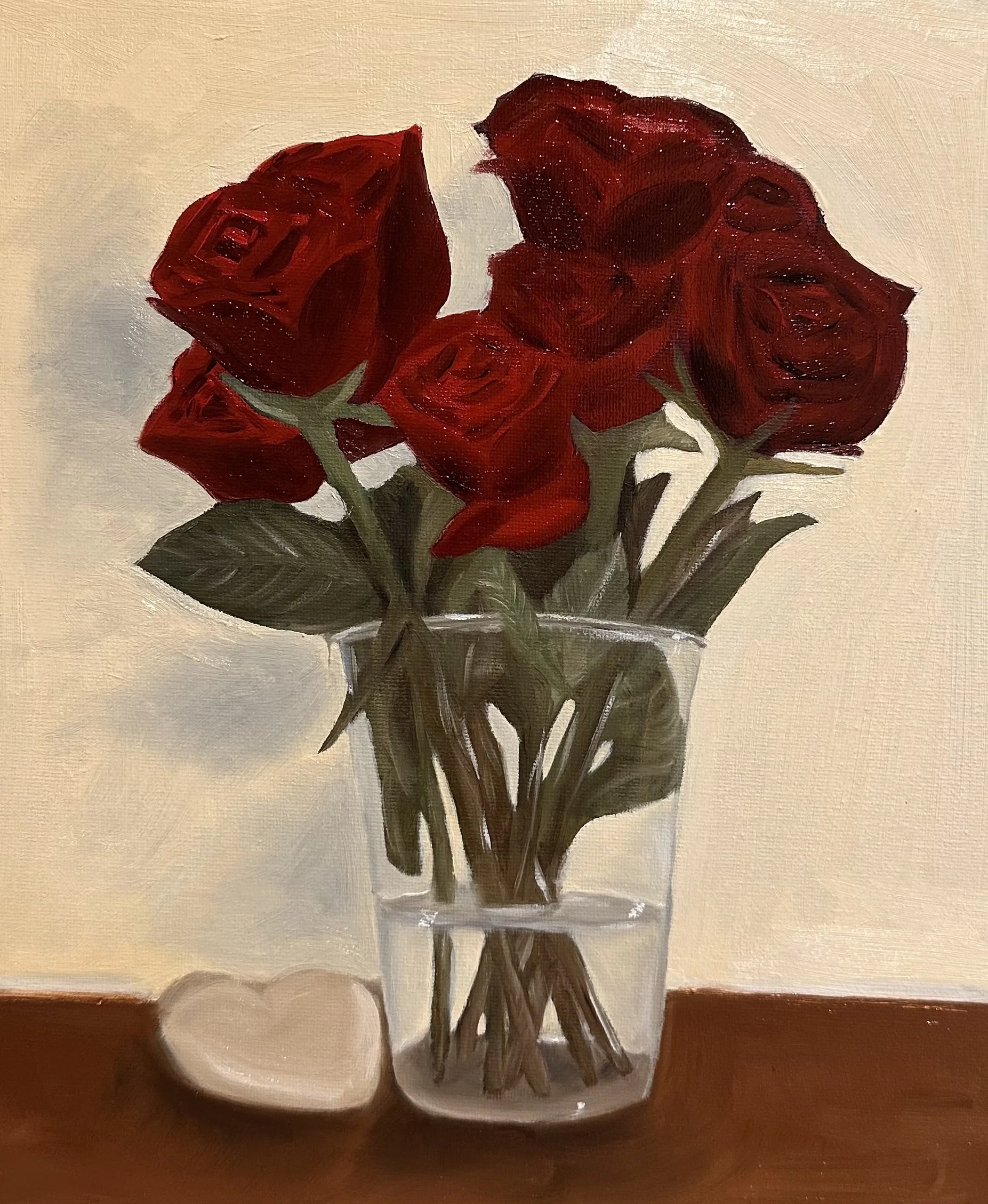 Oil Painting- Red Roses, Afternoon Light