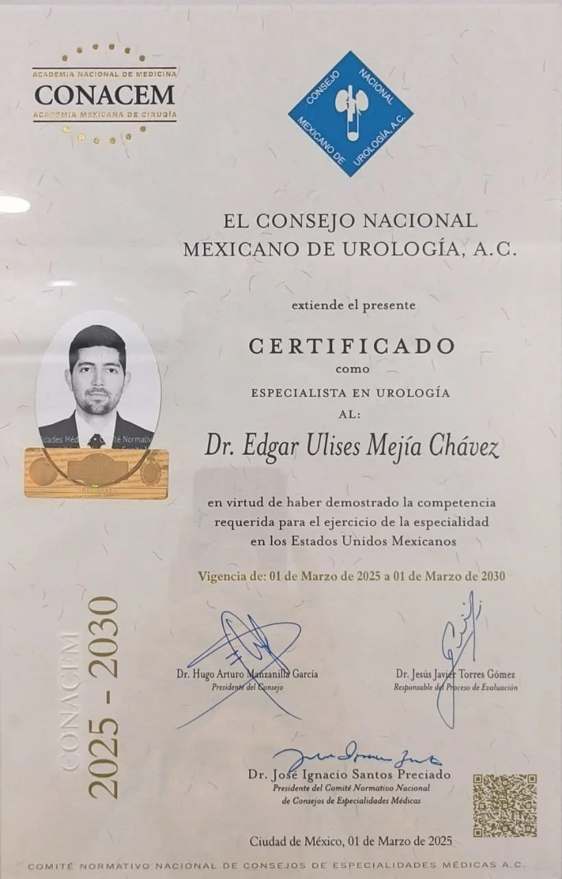 Especialista en urología del Consejo Nacional Mexicano de Urología