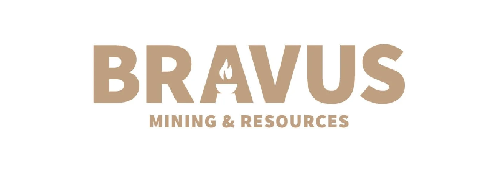 The Nipper Store Website: Logo for Bravus Mining & Resources with bold brown text and a stylized torch in place of the letter A.