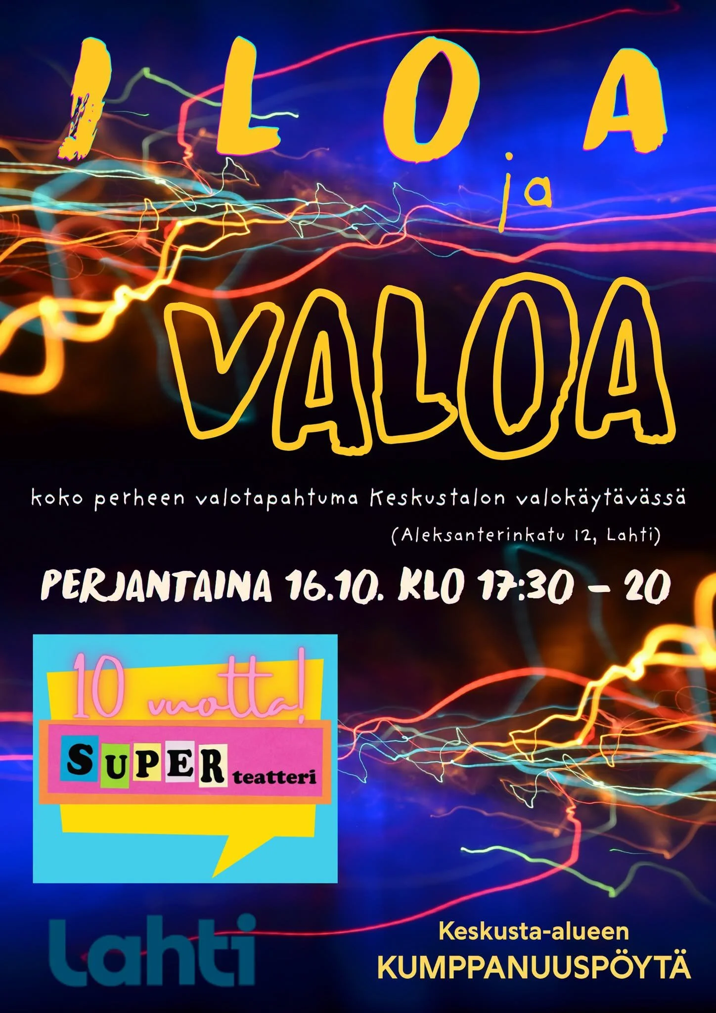 Superteatteri ILOA ja VALOA esityksen mainos