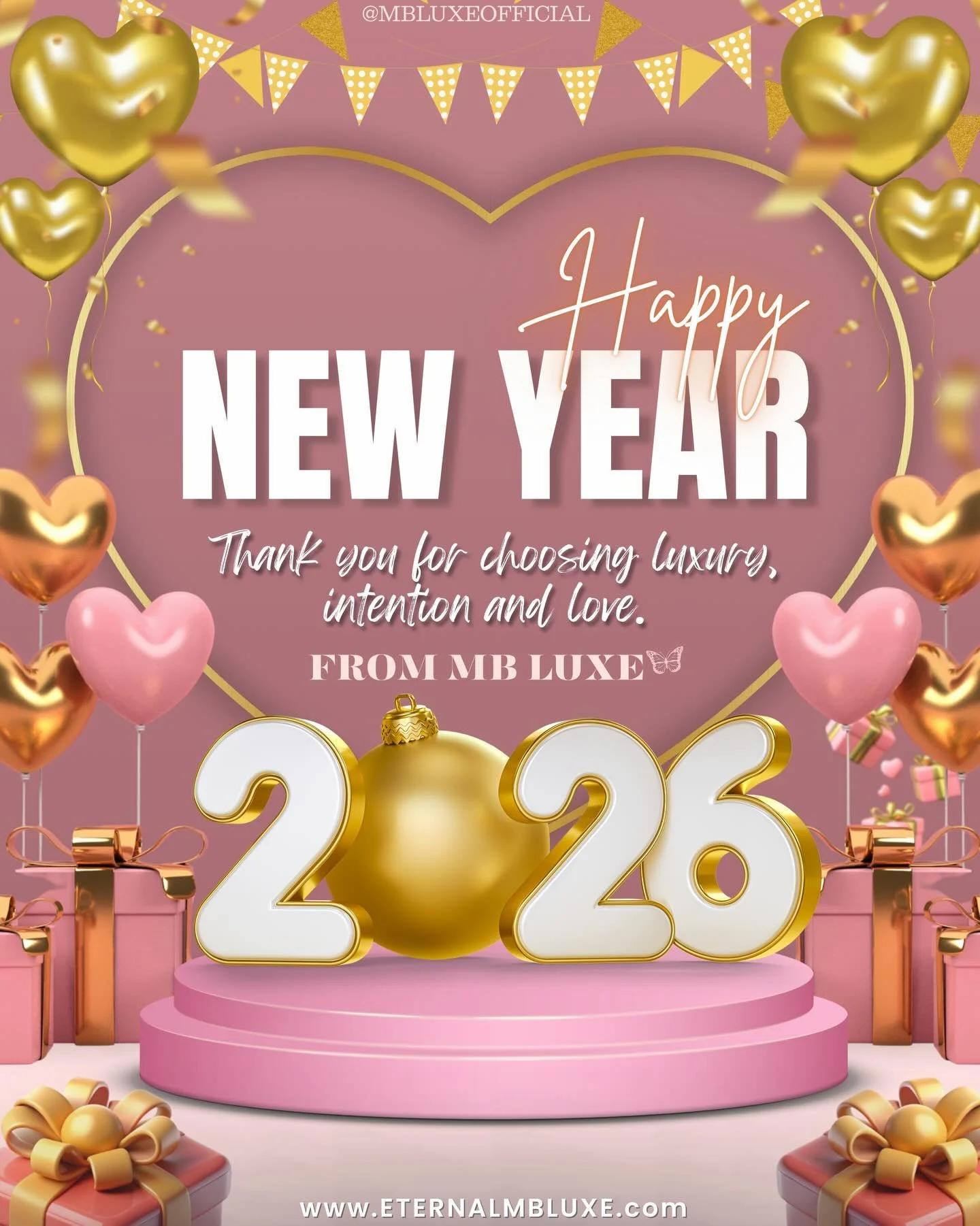 New Year. Same Intention 🥂✨
Thank you for choosing luxury, intention, and love.
Here&rsquo;s to a year of unforgettable moments, elevated beauty, and meaningful gifts.

Welcome to the new year with MB LUXE.🦋