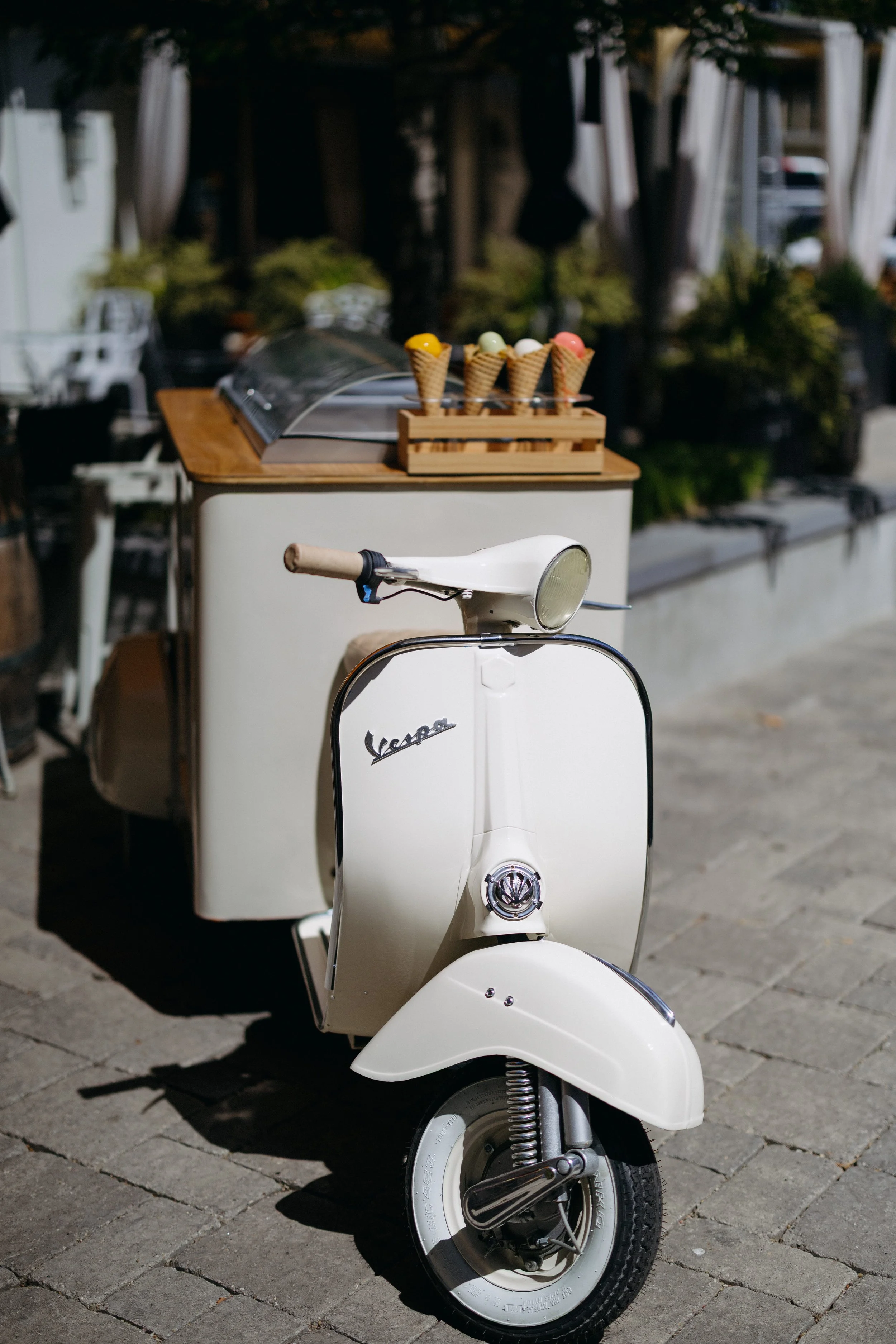 Vintage-styled Vespa converted into a mobile ice cream bar