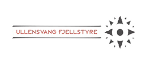 Logo med teksten 'ULLENSVANG FJELLSTYRE' og et sort solsymbol med utstrakte trekanter rundt.