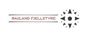 Logo med teksten 'Rauland Fjellstyre' og en svart geometrisk sol med spisse kanter.