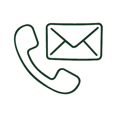 Icon of a telephone receiver and an envelope, representing contact or communication.