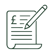 Document with a pen writing on it, showing a pound symbol.