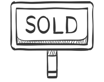 A line drawing of a sign with the word 'SOLD' written on it.