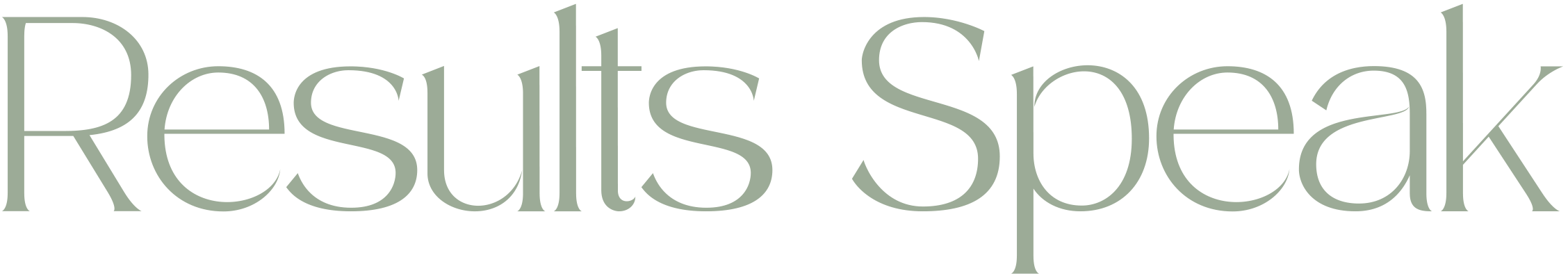 Text that reads 'Results speak' in a stylised font.