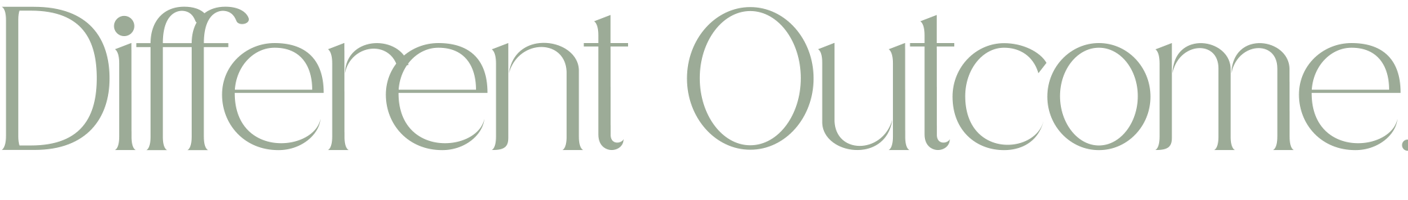 Text that reads 'Different Outcome' in a stylised font.