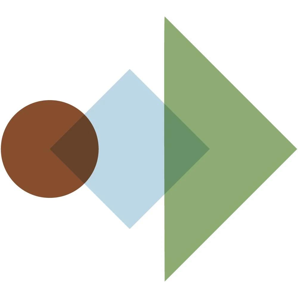 brown circle, blue square, green triangle