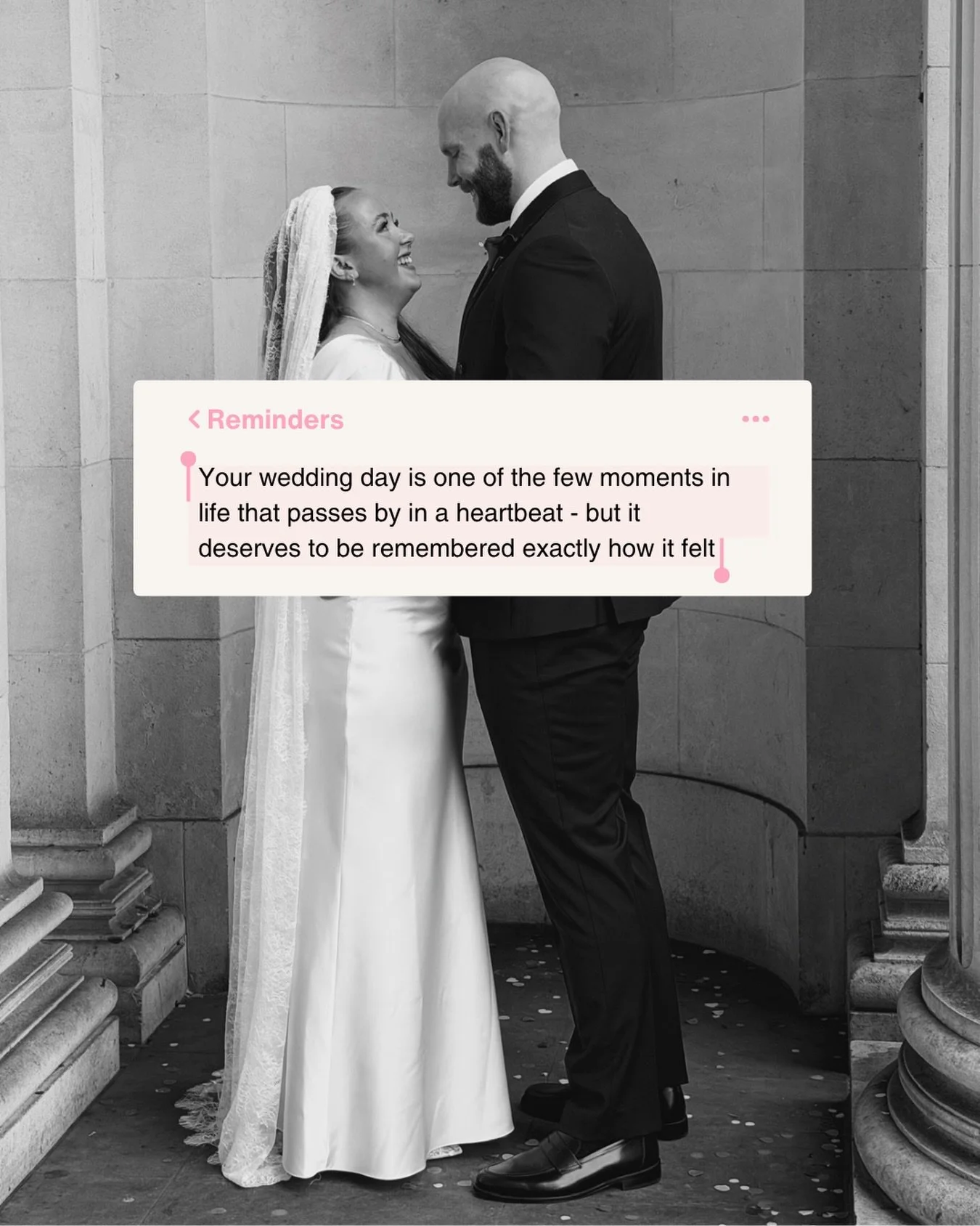 After three months away, I&rsquo;m officially back to work today! 🥹🎀

And this quote has reminded me why I love being a wedding content creator so much&hellip;

All of my past couples will know that your wedding day passes in a heartbeat.

One minu