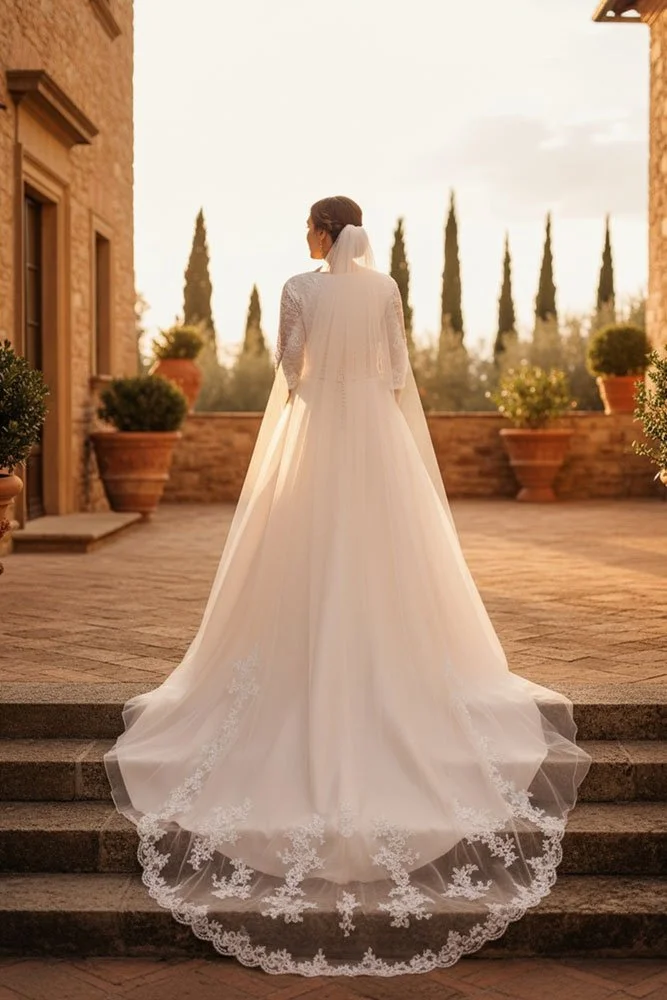 Isolde-Lace-Edge-Single-Tier-Bridal-Cathedral-Length-Wedding-Veils-full-back-view-Voile-cathédrale-à-bordure de-dentelle-madewhite.jpg