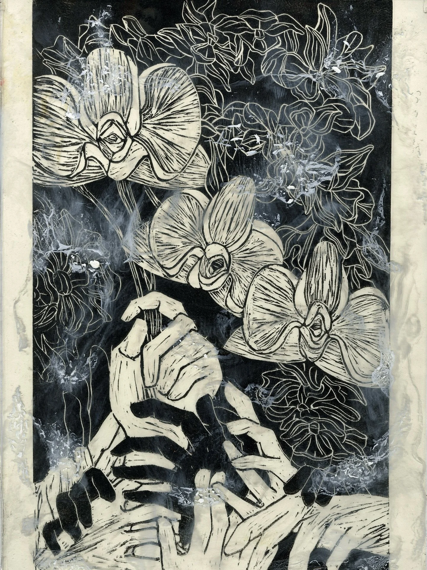 :
2024
lino-cut print and resin