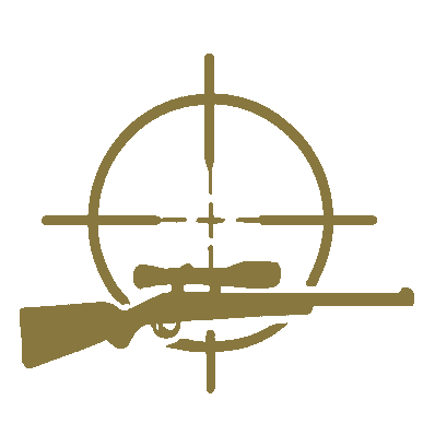 Ein Gewehr in einem Fadenkreuz als Zielscheibe