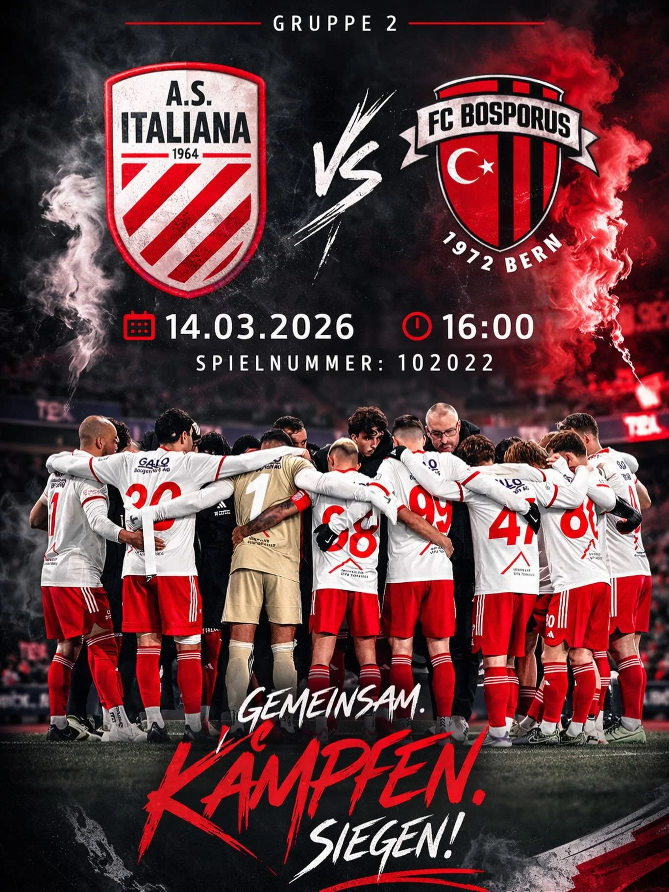 Wir sind zur&uuml;ck!

Diesen Samstag spielen wir unser erstes Spiel der R&uuml;ckrunde in der 2. Liga Interregional &ndash; Meisterschaft. 
Und das zu Hause auf dem Weissensteinplatz!

Kommt vorbei und unterst&uuml;tzt uns! 
Gemeinsam mit unseren Fa