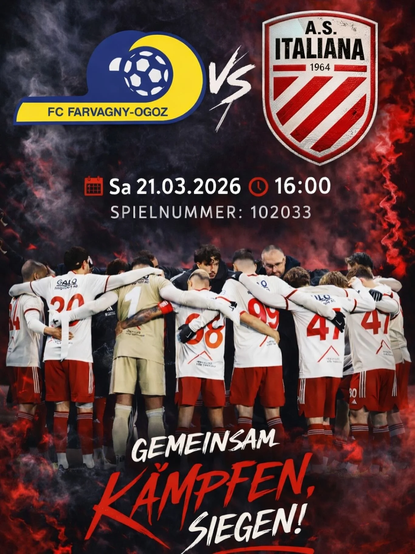 ‼️Zweites Spiel der R&uuml;ckrunde! ⚪️🔴‼️

Nach einem guten Start und dem Gewinn von 3 Punkten in unserem ersten Heimspiel spielen wir diesen Samstag unser erstes Ausw&auml;rtsspiel. 
Gemeinsam, wie eine gro&szlig;e Familie k&auml;mpfen wir, um weit