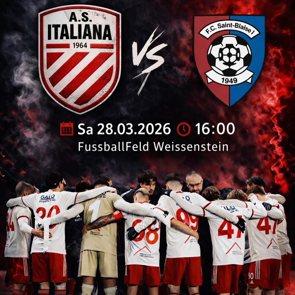 N&auml;chstes Spiel!
Wieder bei uns zu Hause, wo wir auf die volle Unterst&uuml;tzung unserer Fans hoffen, um weiter zu wachsen und Punkte zu sammeln.
Wir erwarten euch alle!
Fino alla fine ragazzi! 💪🏽🔴⚪️