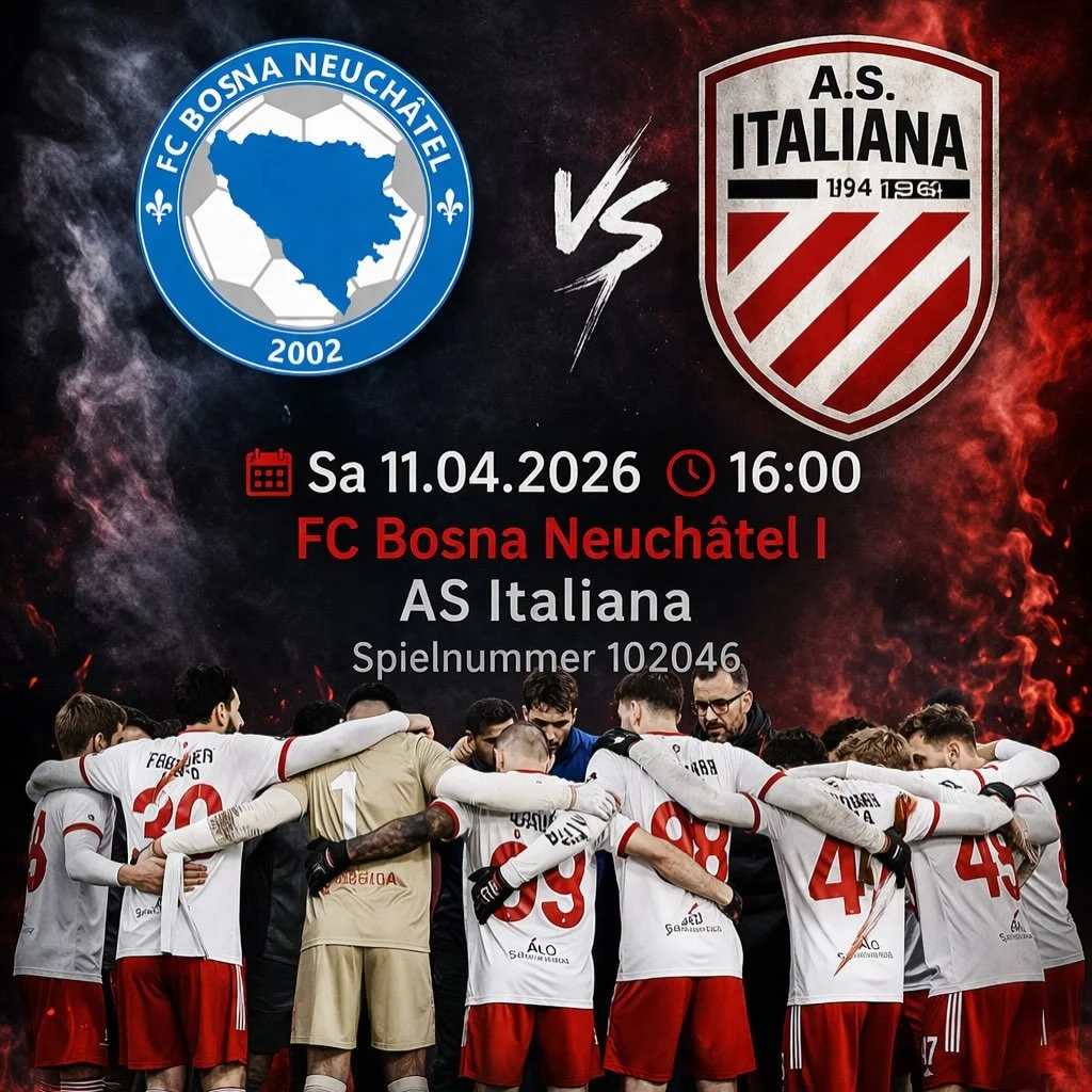 Wir sind zur&uuml;ck! ⚪️🔴‼️
Nach der Pause geht es f&uuml;r uns wieder los , diesmal gegen den FC Bosna Neuch&acirc;tel! 
Wir k&auml;mpfen um weitere 3 Punkte. 
Vielen Dank f&uuml;r eure Unterst&uuml;tzung! 
Wir sehen uns am Samstag!

Forza Ragazzi 