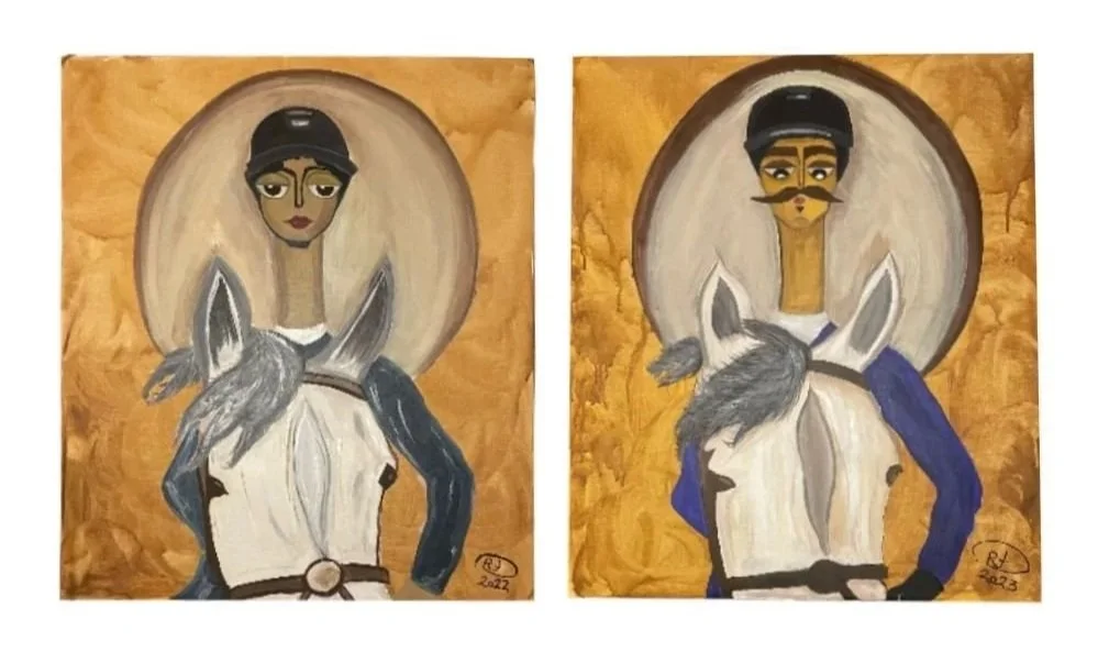 "Show Jumping Championship" (2 pieces), Acrylic on Canvas, 60 m x 70 cm 