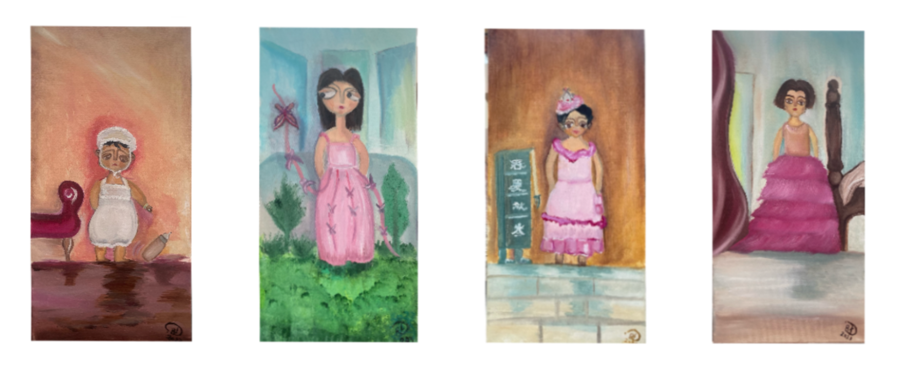 Al- Siba (3 pieces), Oil on Canvas,  30 cm x 40 cm