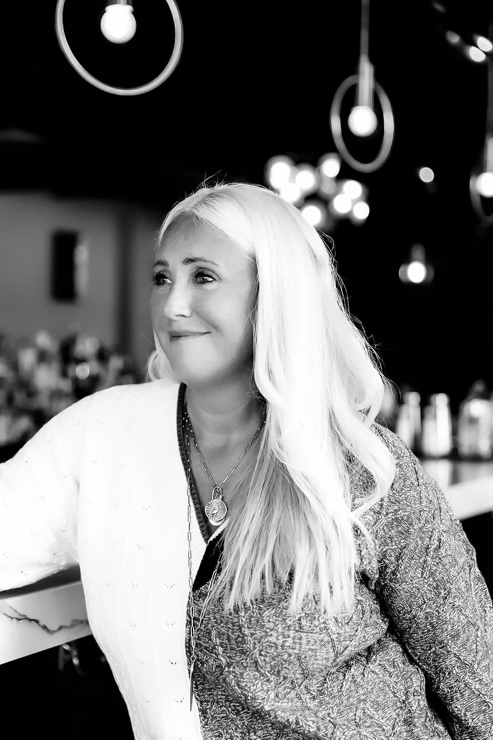 Deanna Burks, black and white portrait