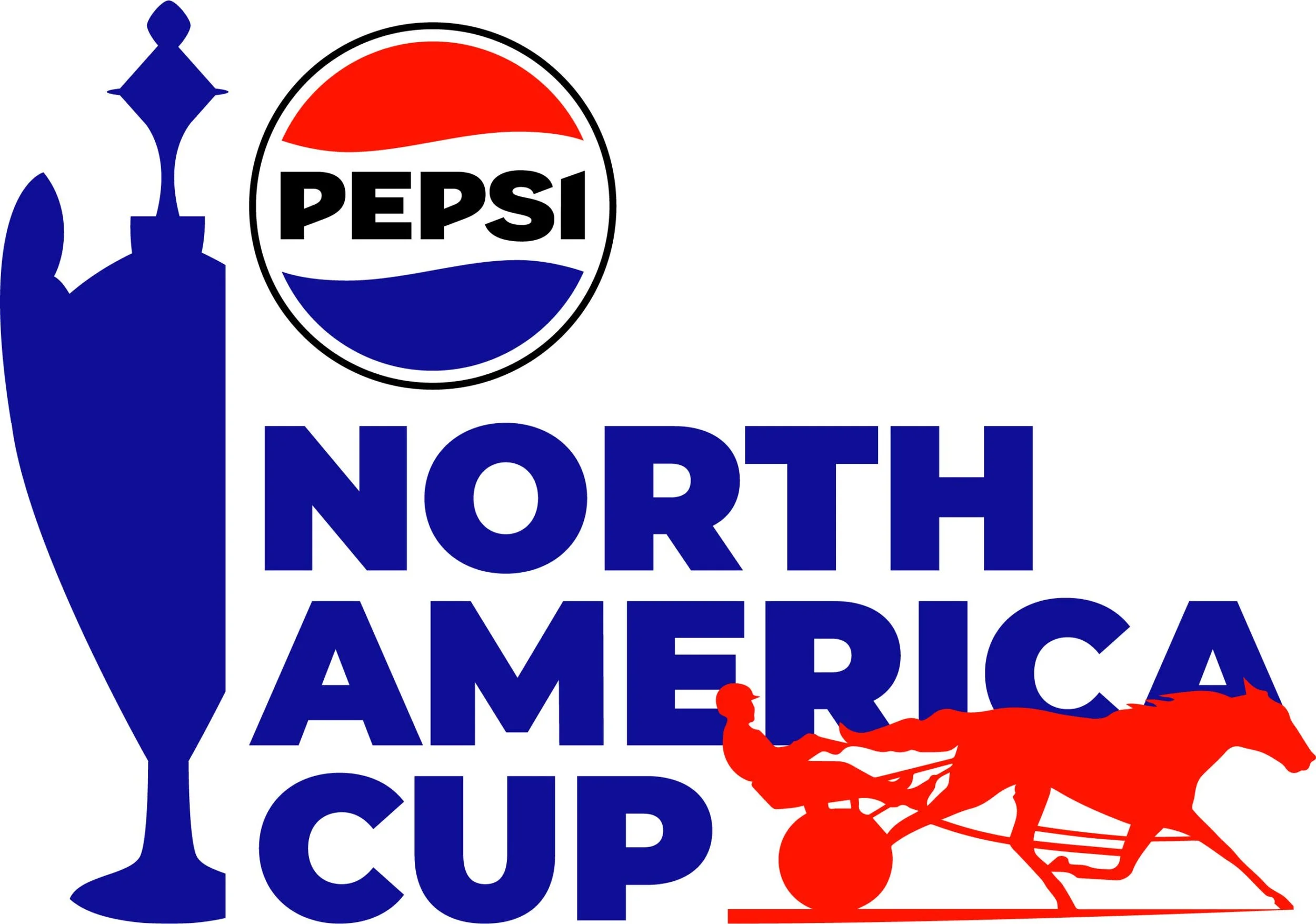 MyWinners branded graphic for the Pepsi North America Cup showing harness racing pacers under floodlights at Woodbine Mohawk Park.