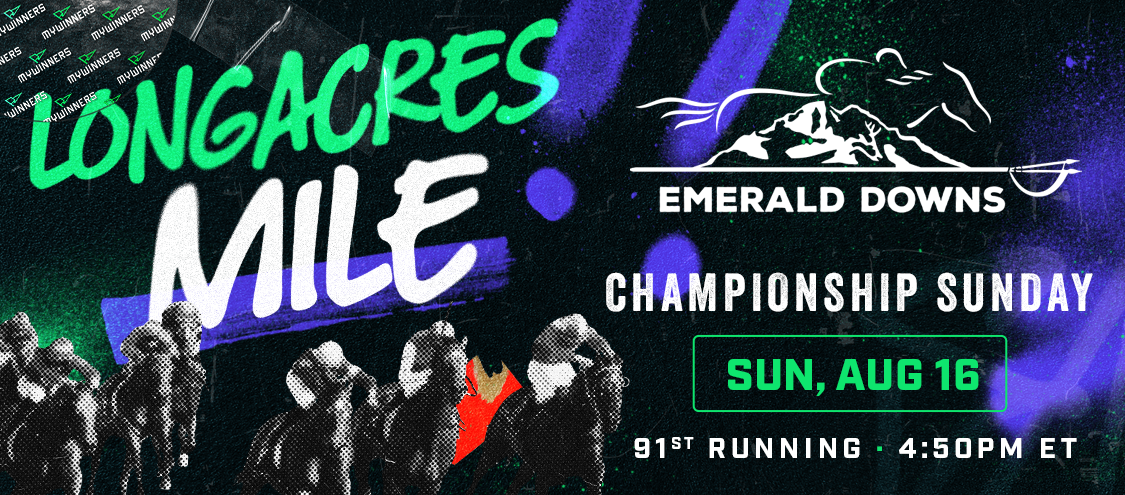 Graphic promoting the 91st Longacres Mile at Emerald Downs Championship Sunday on Aug 16, 2026, featured in our best of the rest weekend betting guide.