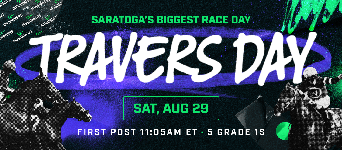 Hero image supporting the 2026 Travers Stakes betting preview, featuring morning line favorite Golden Tempo ahead of Saturday's Grade 1 at Saratoga