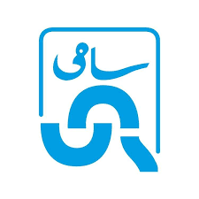 Blue logo with Arabic or Persian script inside a rounded square