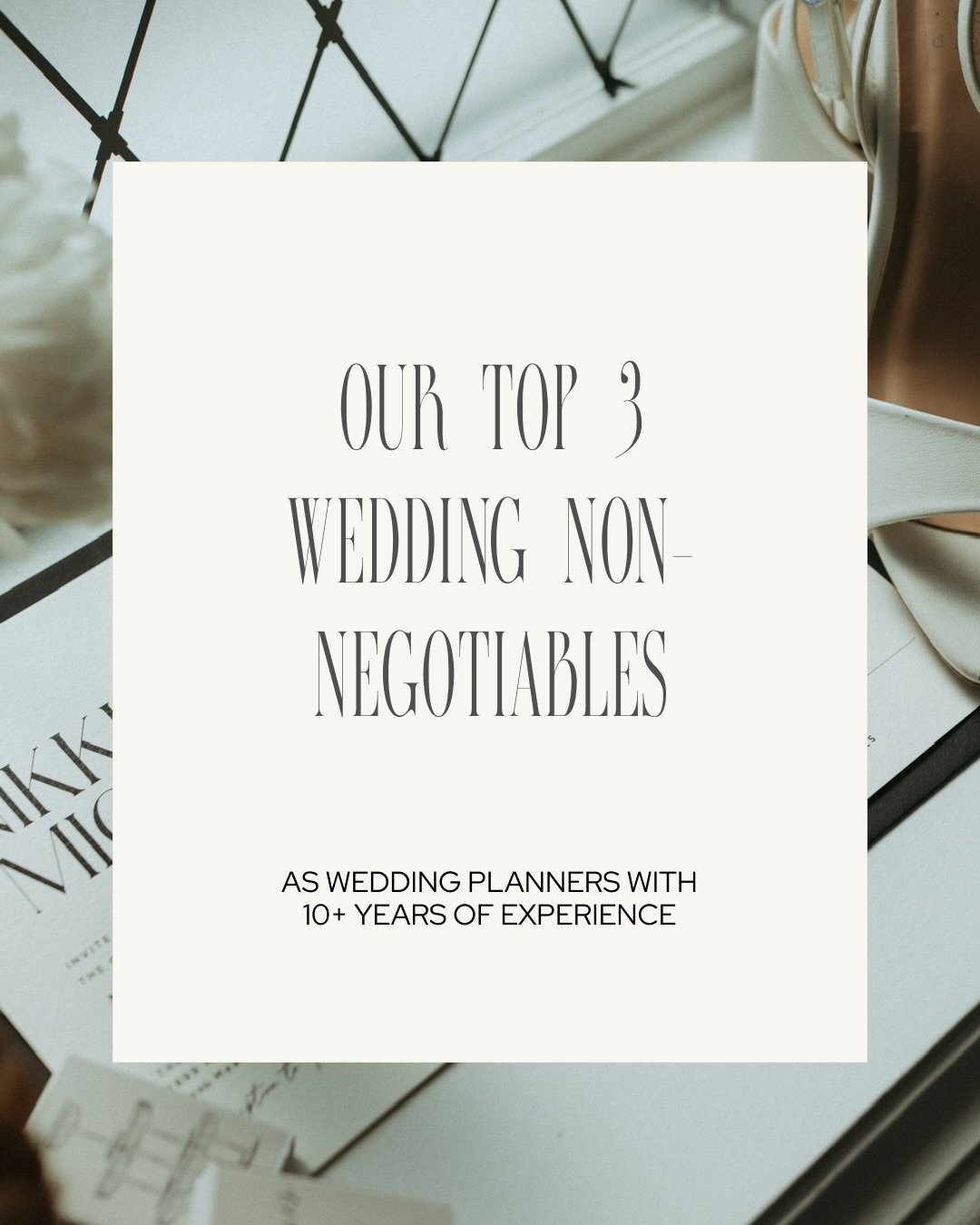 10+ years of weddings and these three have never changed.

Everything else can be negotiated, adjusted, upgraded, or scaled back depending on the budget, the vision, the venue. 

But these? Non negotiable every single time. The timeline that keeps th