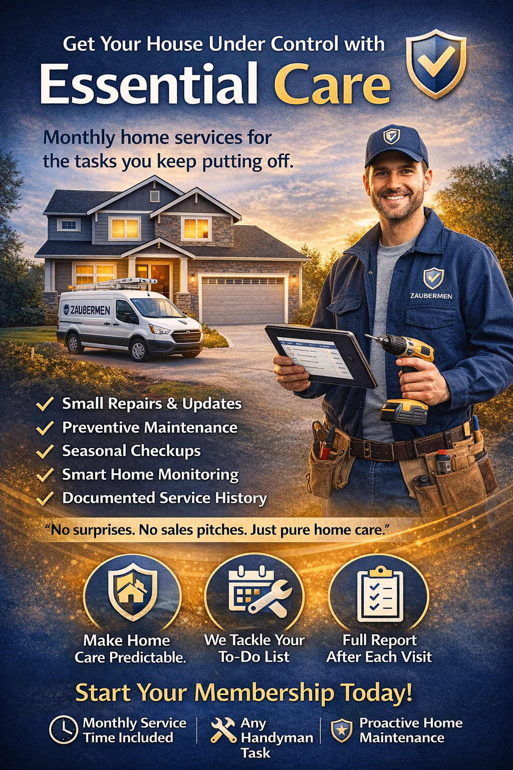 Home maintenance and handyman membership in Sanford, Raleigh, and Greensboro, NC – Zaubermen Solutions HomeCare