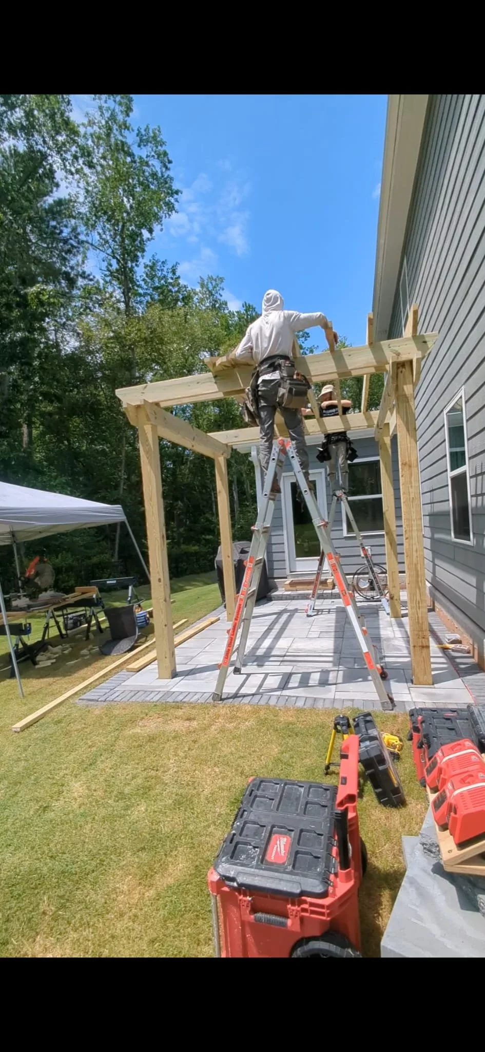Pergola and deck construction by Zaubermen Solutions in Raleigh NC