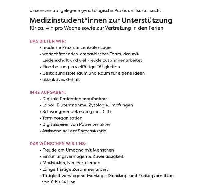 Stellenangebot Studentinnen