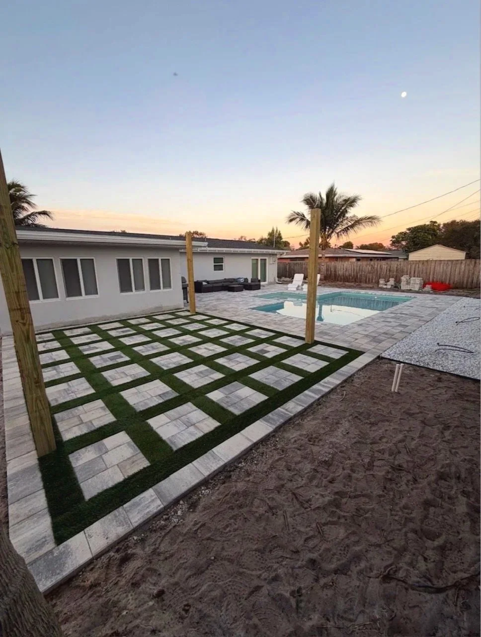 Professional paver, concrete, drainage, outdoor kitchen, fire pit, retaining wall, decorative rock, and landscape construction services provided throughout Melbourne, Palm Bay, Viera, Rockledge, Merritt Island, and surrounding Brevard County communit