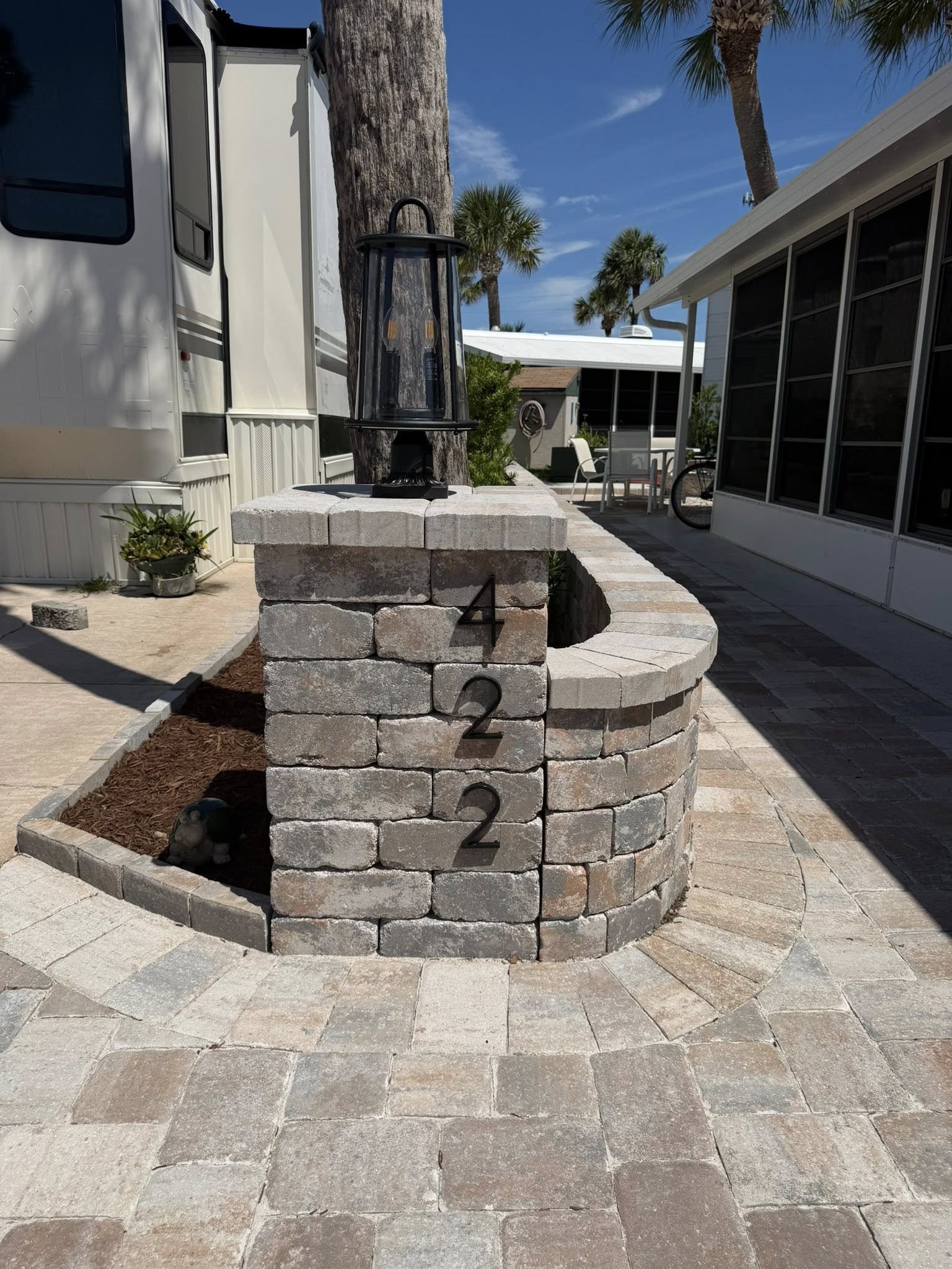 Residential walkway installation serving Melbourne Beach, Satellite Beach, Indian Harbour Beach, Cocoa Beach, and surrounding Florida communities with custom hardscape solutions designed to complement the property's landscape.