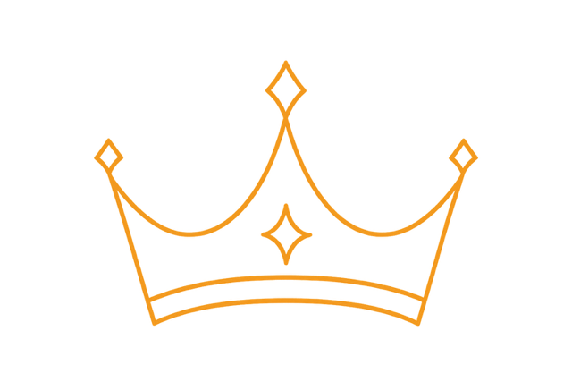 Gold crown with three points and a central diamond-shaped gem.