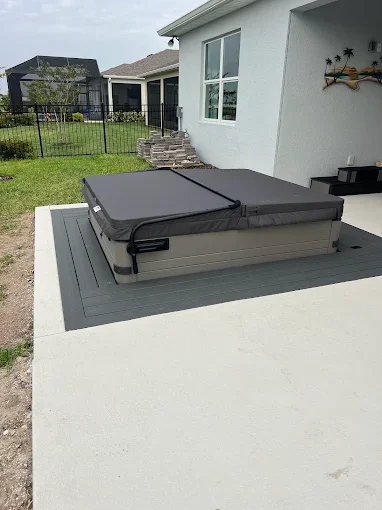 Outdoor living contractor specializing in paver patios, pool decks, outdoor kitchens, fire pits, and retaining walls serving Melbourne, Palm Bay, and surrounding Florida communities.