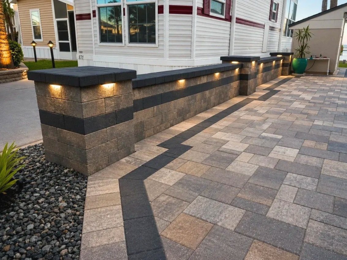 Custom paver installation, outdoor living, concrete, drainage, retaining wall, artificial turf, and landscape projects completed by Imperium Pavers throughout Melbourne, Palm Bay, Viera, Suntree, Rockledge, Merritt Island, Satellite Beach, Melbourne 